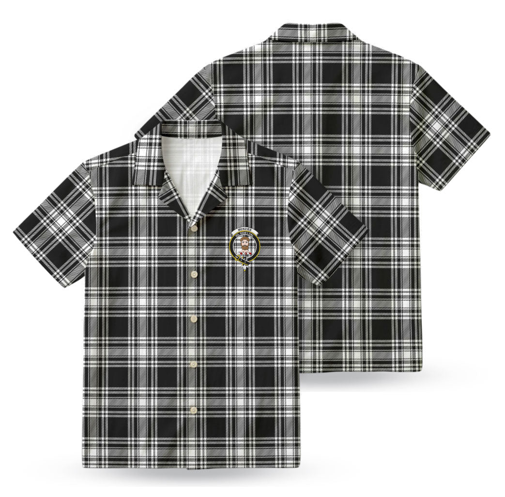 Menzies Black - White Modern Tartan Crest Hawaiian Shirt