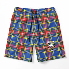 Bethune Modern Tartan Crest Men's Beach Shorts