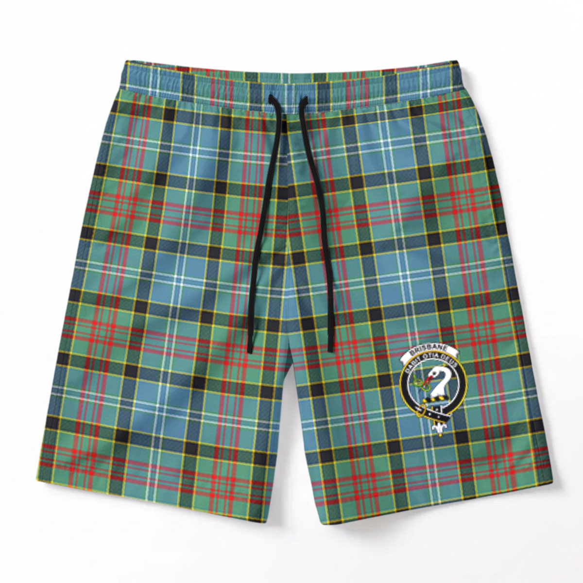 Brisbane Tartan Crest Men's Beach Shorts