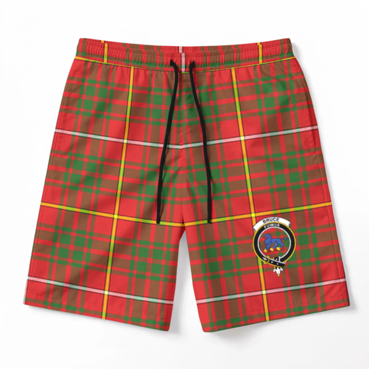 Bruce Modern Tartan Crest Men's Beach Shorts