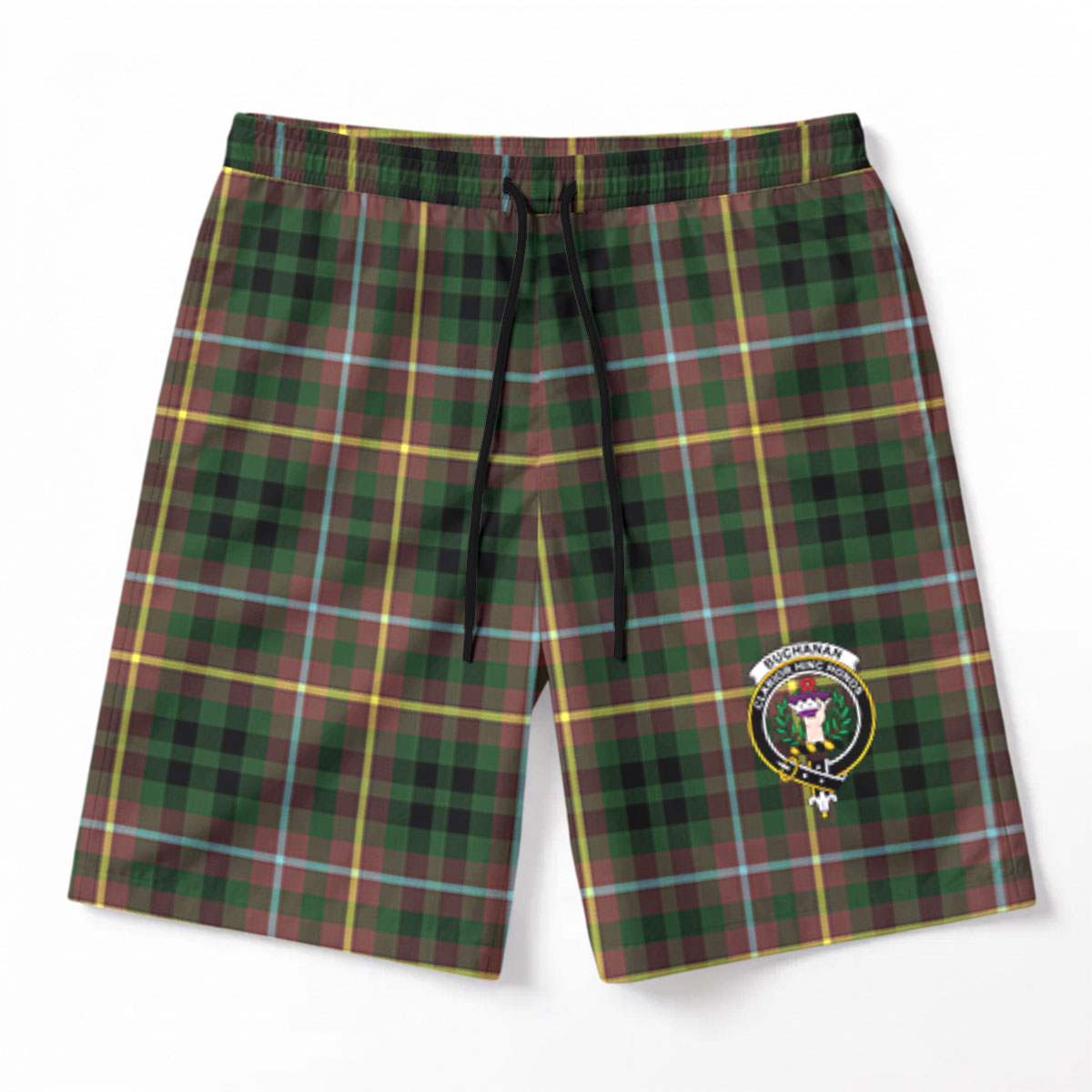 Buchanan Hunting Tartan Crest Men's Beach Shorts