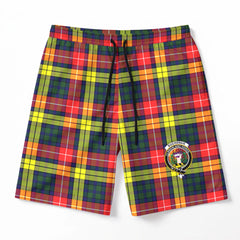 Buchanan Modern Tartan Crest Men's Beach Shorts