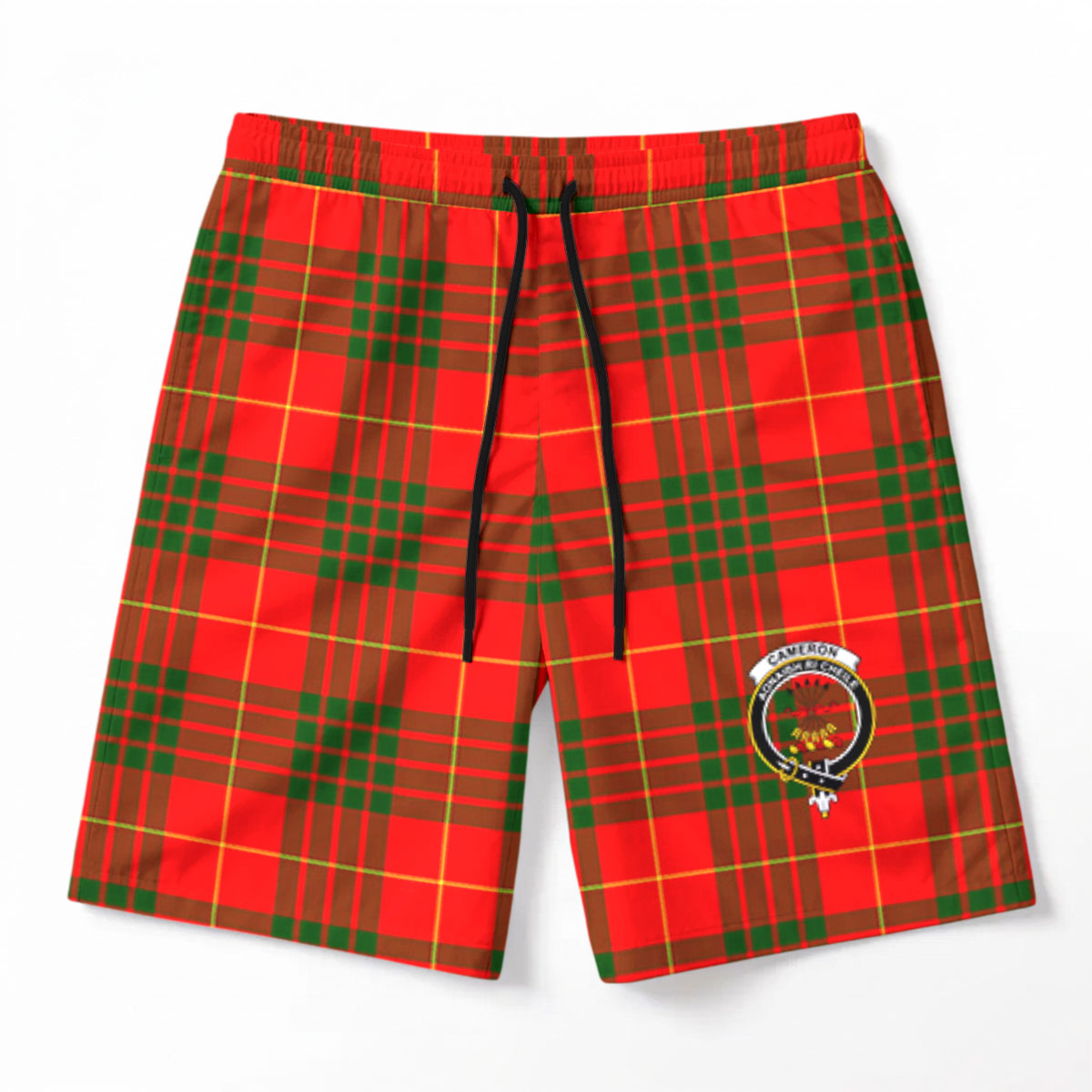 Cameron Modern Tartan Crest Men's Beach Shorts