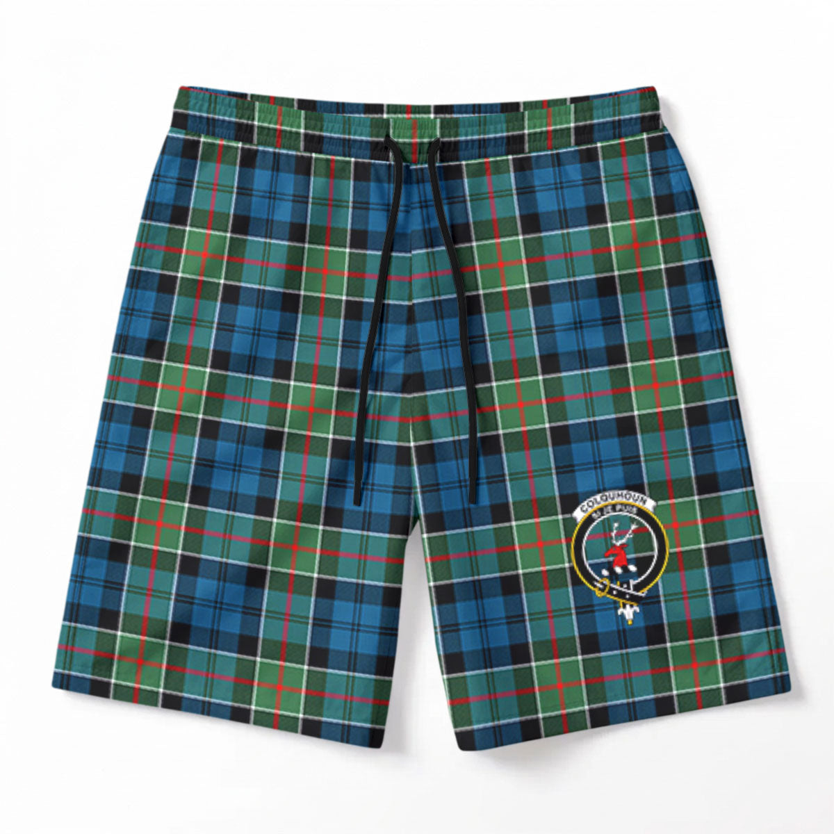 Colquhoun Ancient Tartan Crest Men's Beach Shorts