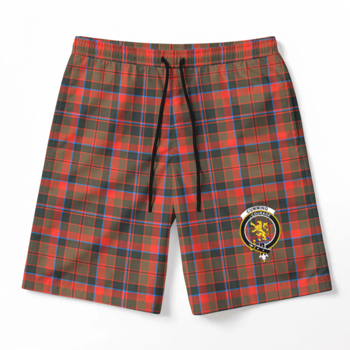 Cumming Hunting Weathered Tartan Crest Men's Beach Shorts