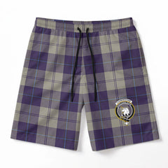 Cunningham Dress Blue Dancers Tartan Crest Men's Beach Shorts