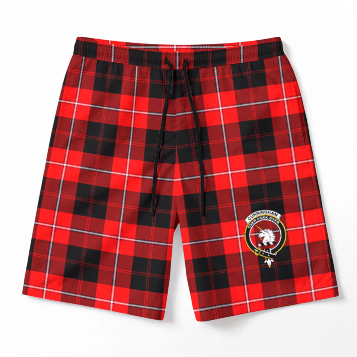 Cunningham Modern Tartan Crest Men's Beach Shorts