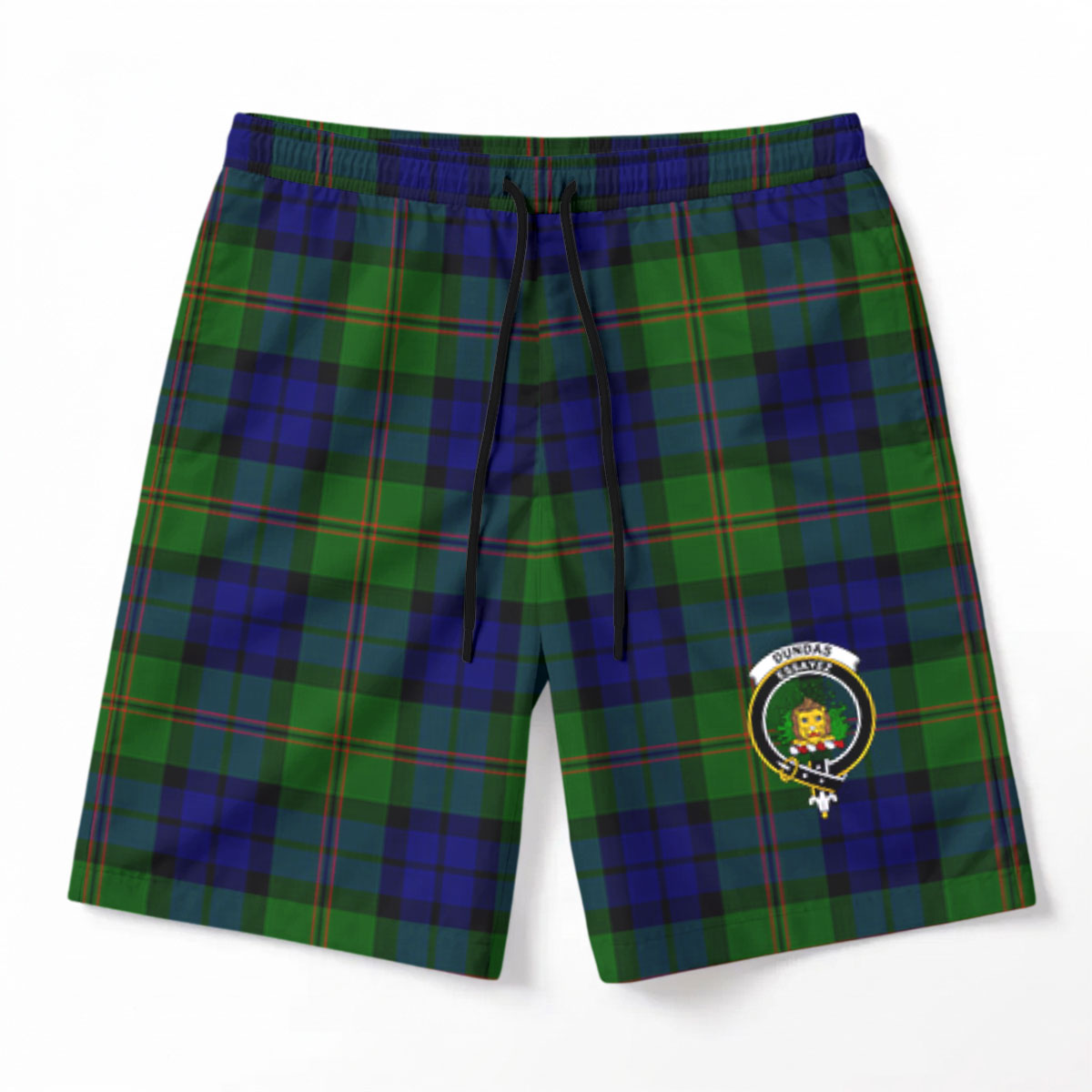 Dundas Modern Tartan Crest Men's Beach Shorts