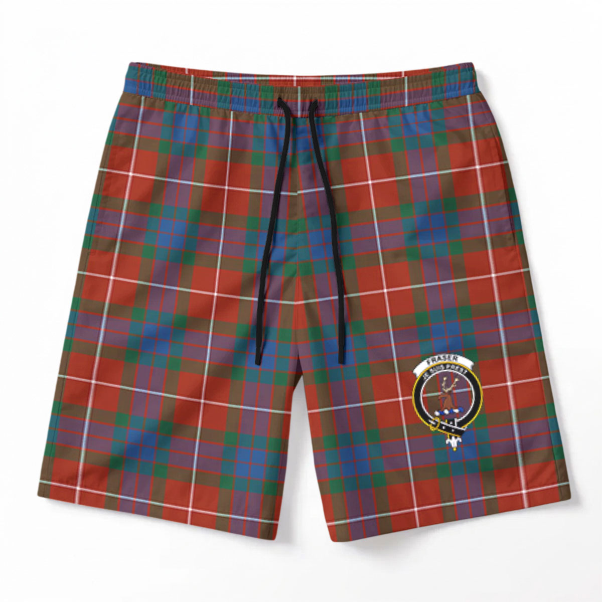 Fraser (of Lovat) Ancient Tartan Crest Men's Beach Shorts