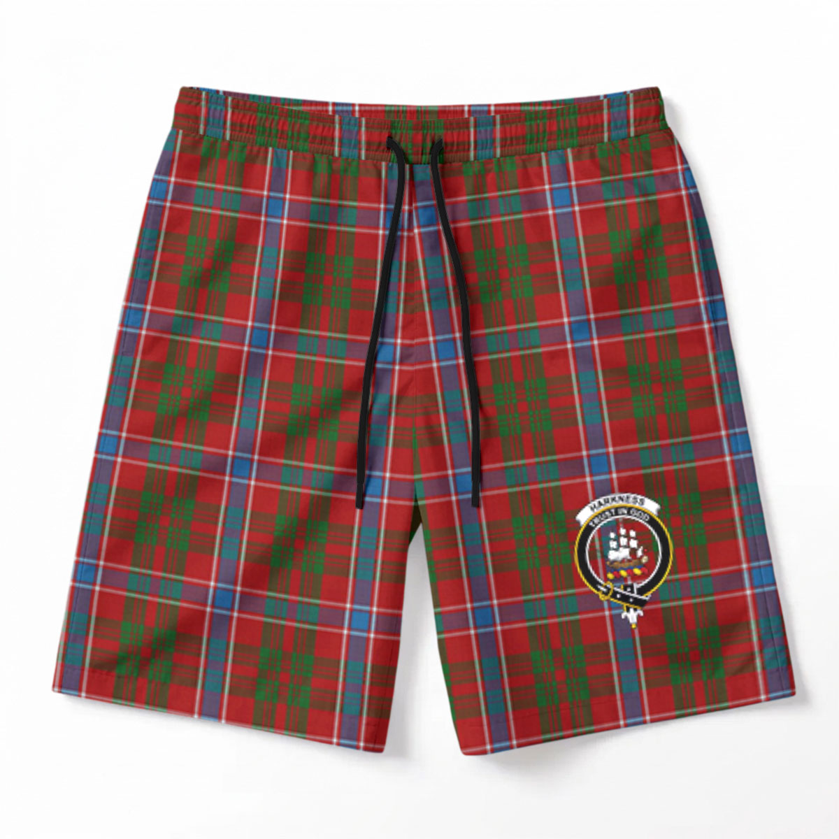 Harkness Dress Tartan Crest Men's Beach Shorts