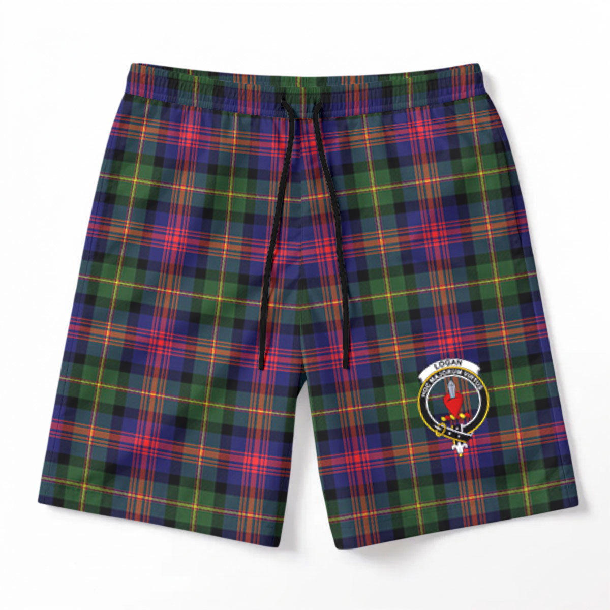 Logan Modern Tartan Crest Men's Beach Shorts