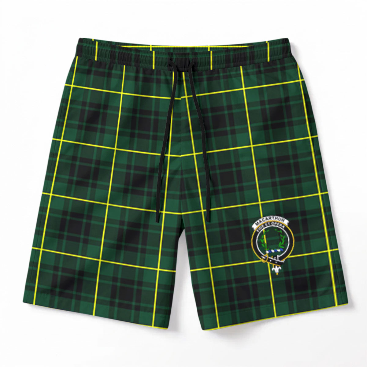 MacArthur Modern Tartan Crest Men's Beach Shorts