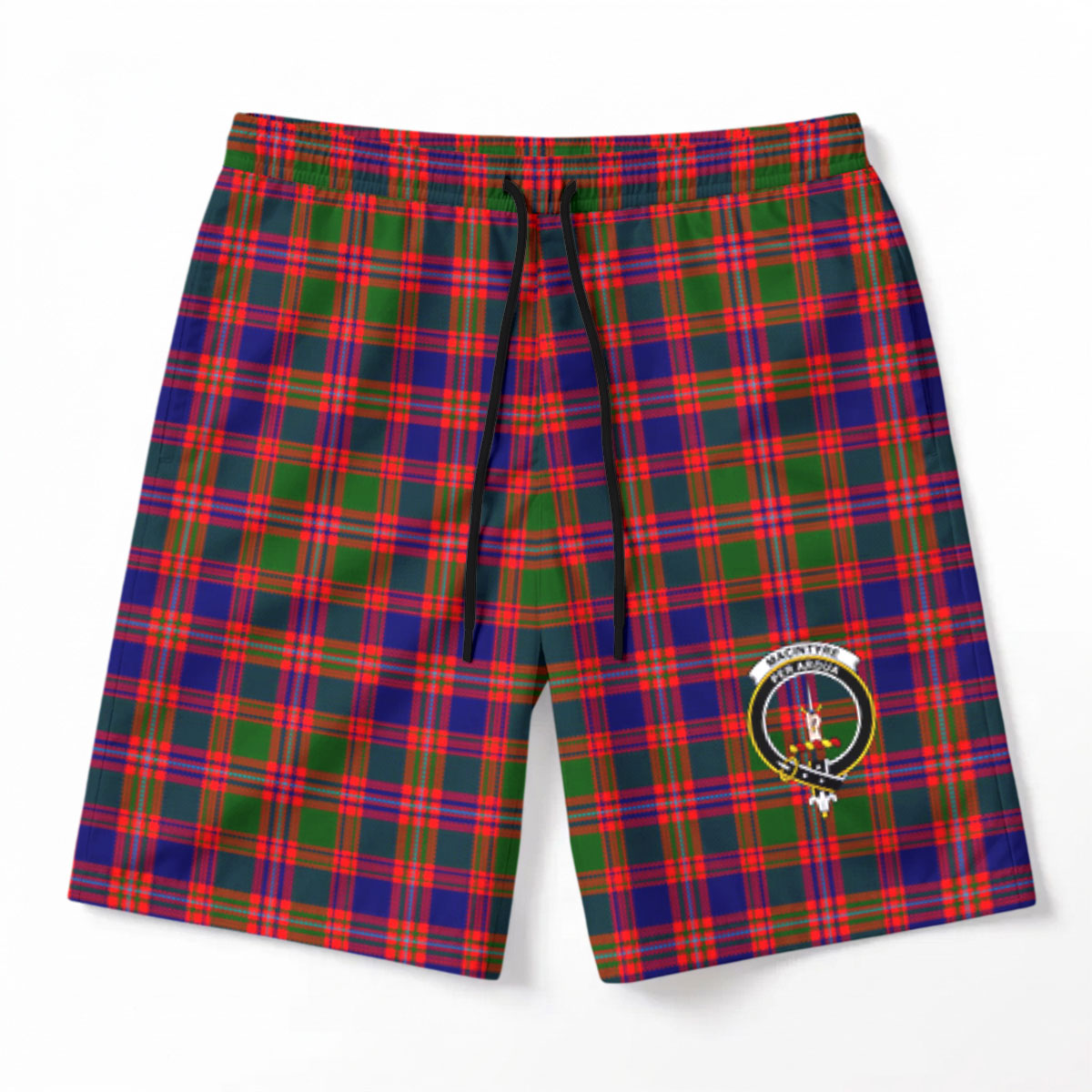 MacIntyre Modern Tartan Crest Men's Beach Shorts