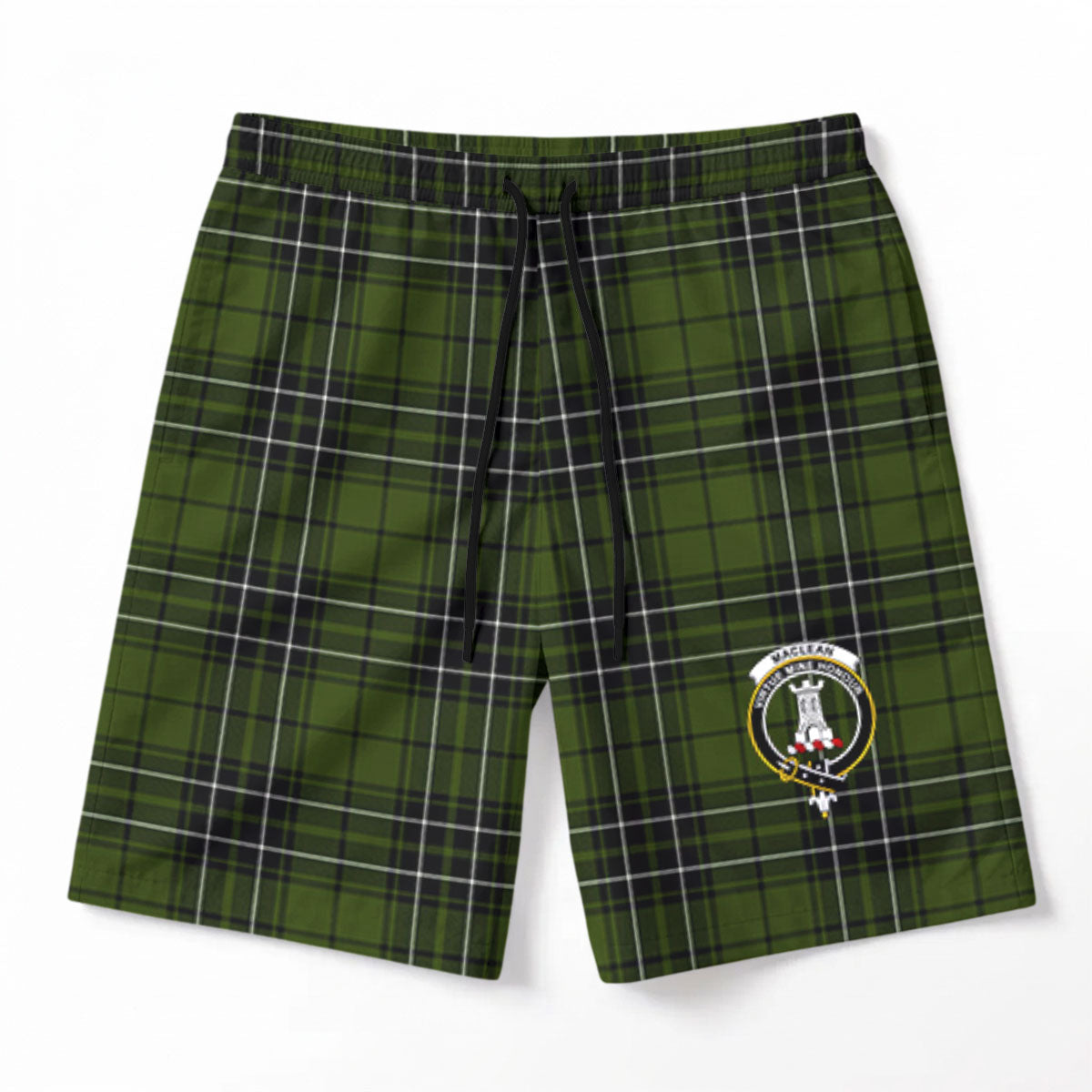 MacLean Hunting Tartan Crest Men's Beach Shorts