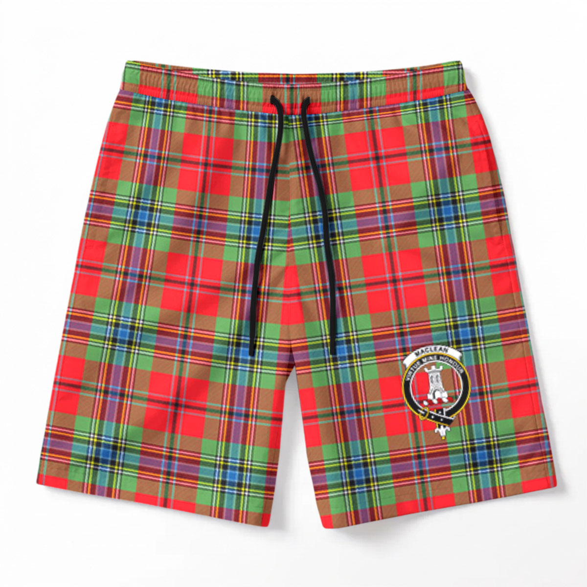 MacLean of Duart Modern Tartan Crest Men's Beach Shorts