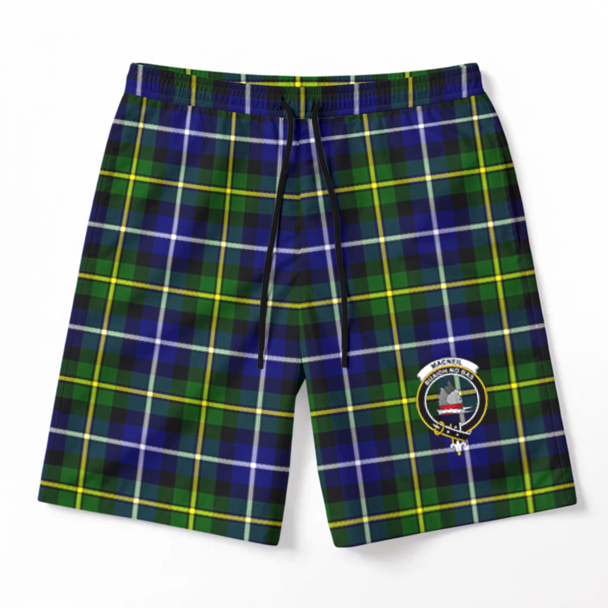 MacNeil of Barra Modern Tartan Crest Men's Beach Shorts