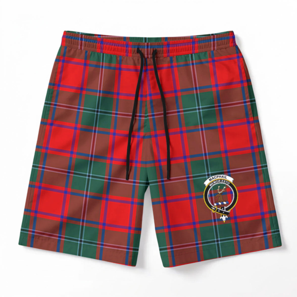 MacPhail Clan Tartan Crest Men's Beach Shorts
