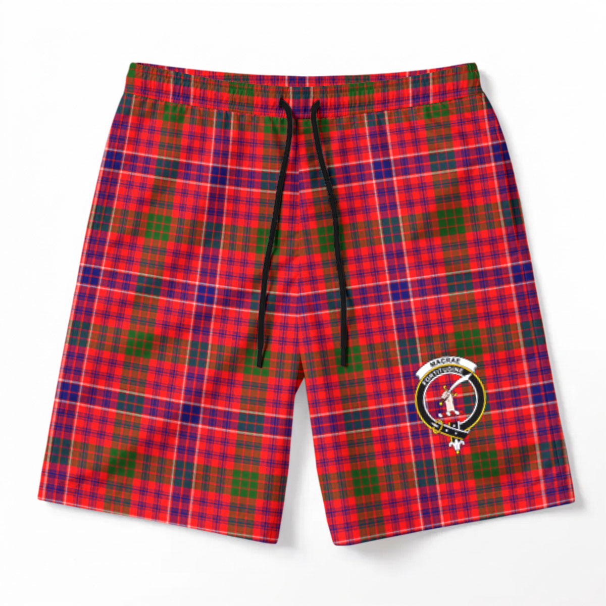 MacRae Modern Tartan Crest Men's Beach Shorts