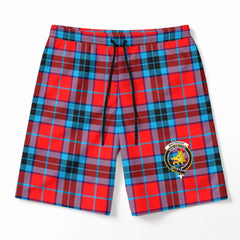MacTavish Modern Tartan Crest Men's Beach Shorts