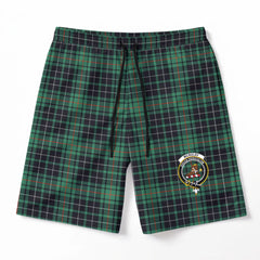 McAulay Hunting Ancient Tartan Crest Men's Beach Shorts