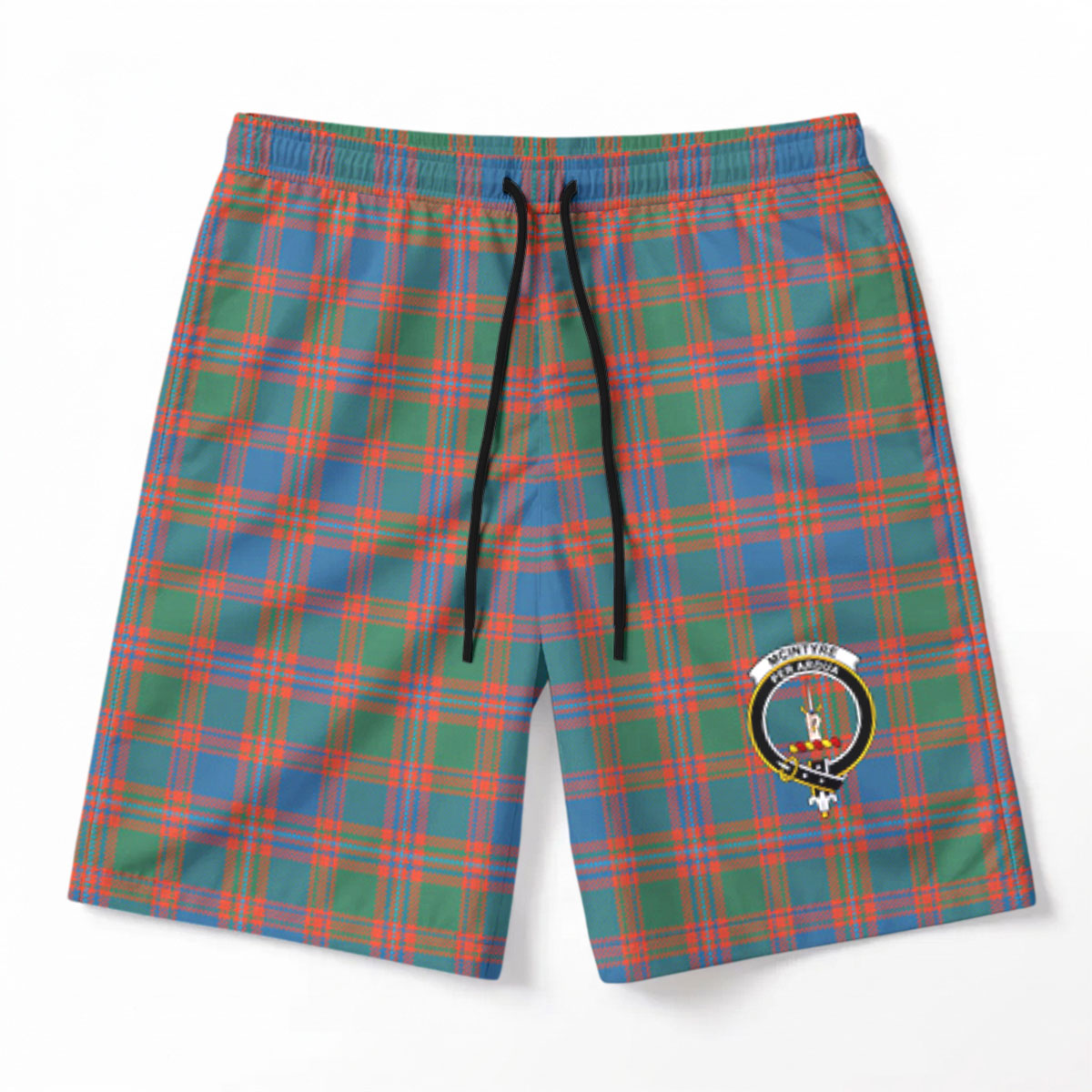 McIntyre Ancient Tartan Crest Men's Beach Shorts