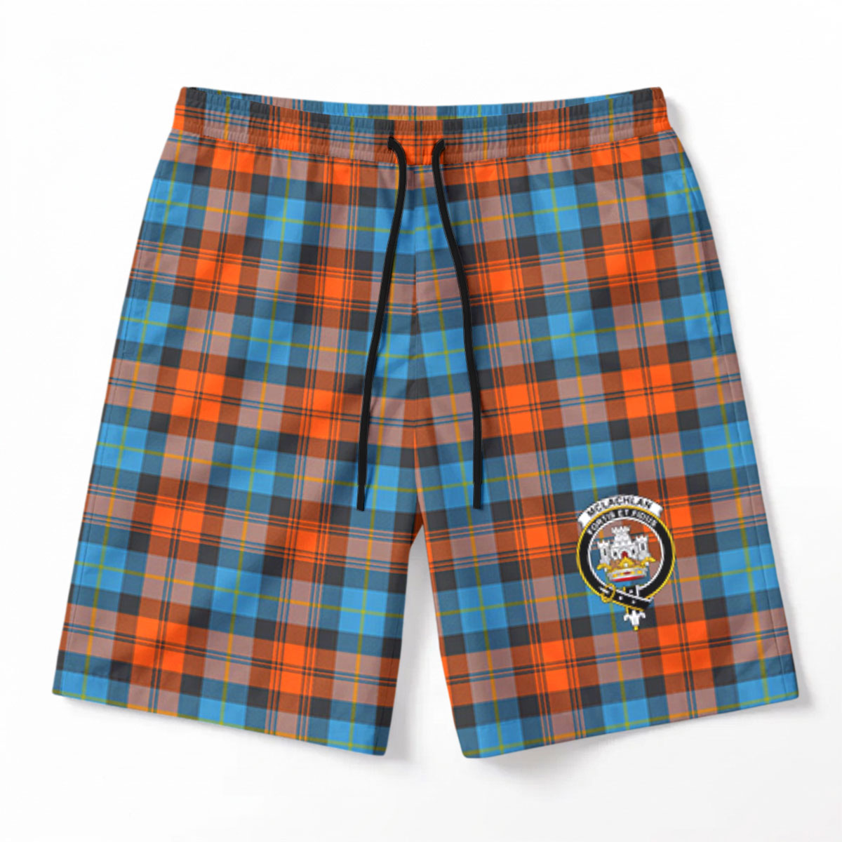 McLachlan Ancient Tartan Crest Men's Beach Shorts