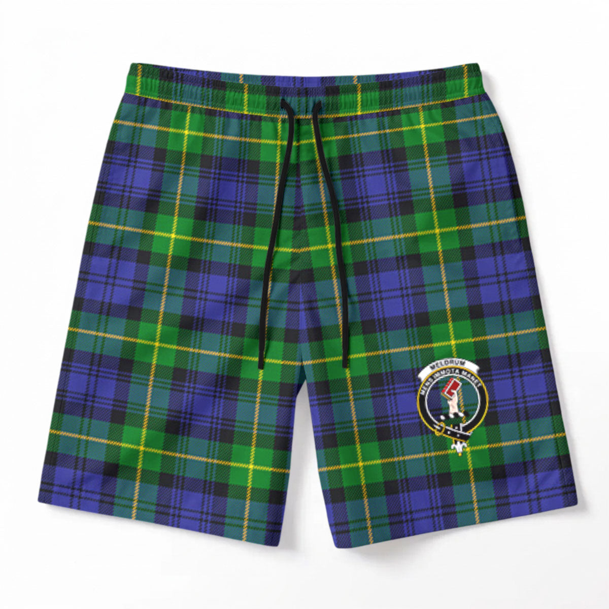 Meldrum Tartan Crest Men's Beach Shorts