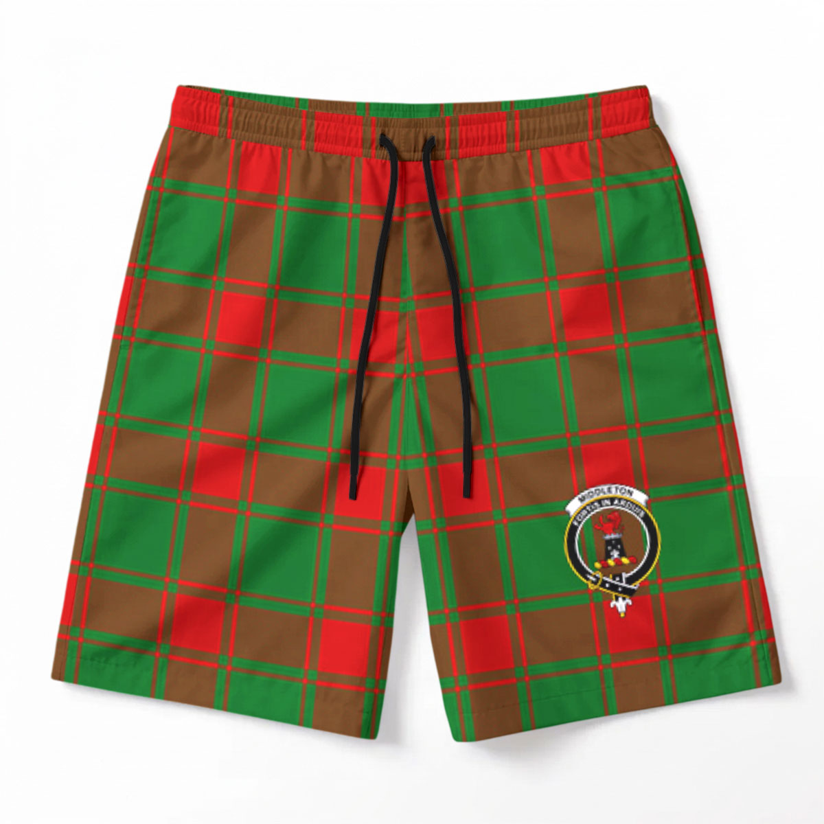 Middleton Modern Tartan Crest Men's Beach Shorts