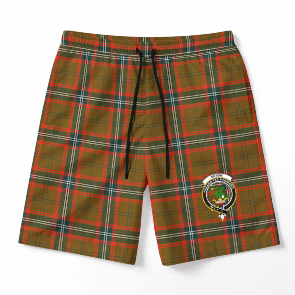 Seton Hunting Modern Tartan Crest Men's Beach Shorts