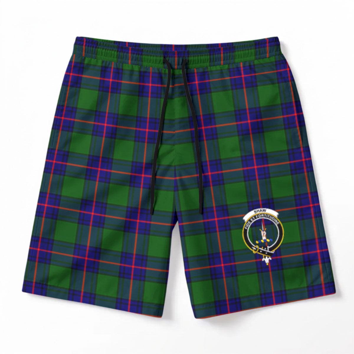 Shaw Modern Tartan Crest Men's Beach Shorts