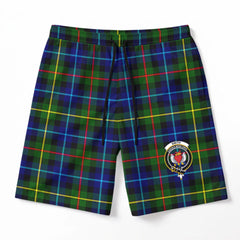 Smith Modern Tartan Crest Men's Beach Shorts