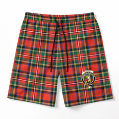 Stewart Royal Modern Tartan Crest Men's Beach Shorts