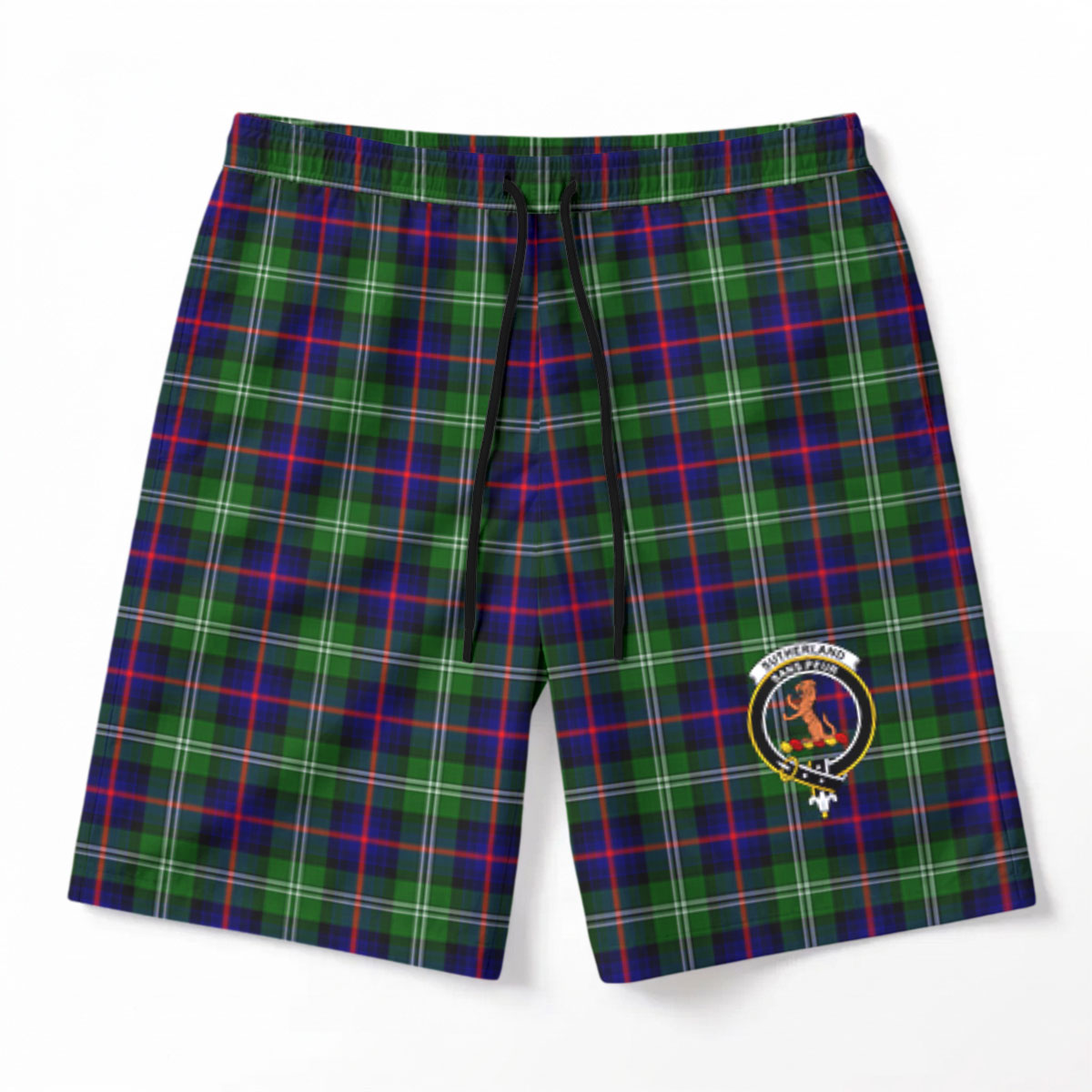Sutherland Modern Tartan Crest Men's Beach Shorts