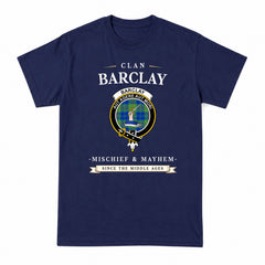 Barclay Hunting Ancient Tartan Crest Mischief and Mayhem T-shirt
