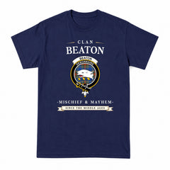 Beaton Ancient Tartan Crest Mischief and Mayhem T-shirt