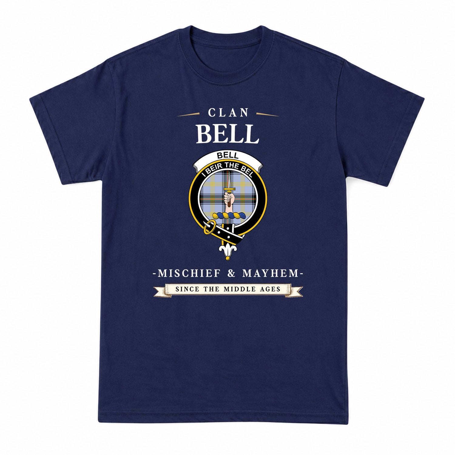 Bell of the Borders Tartan Crest Mischief and Mayhem T-shirt