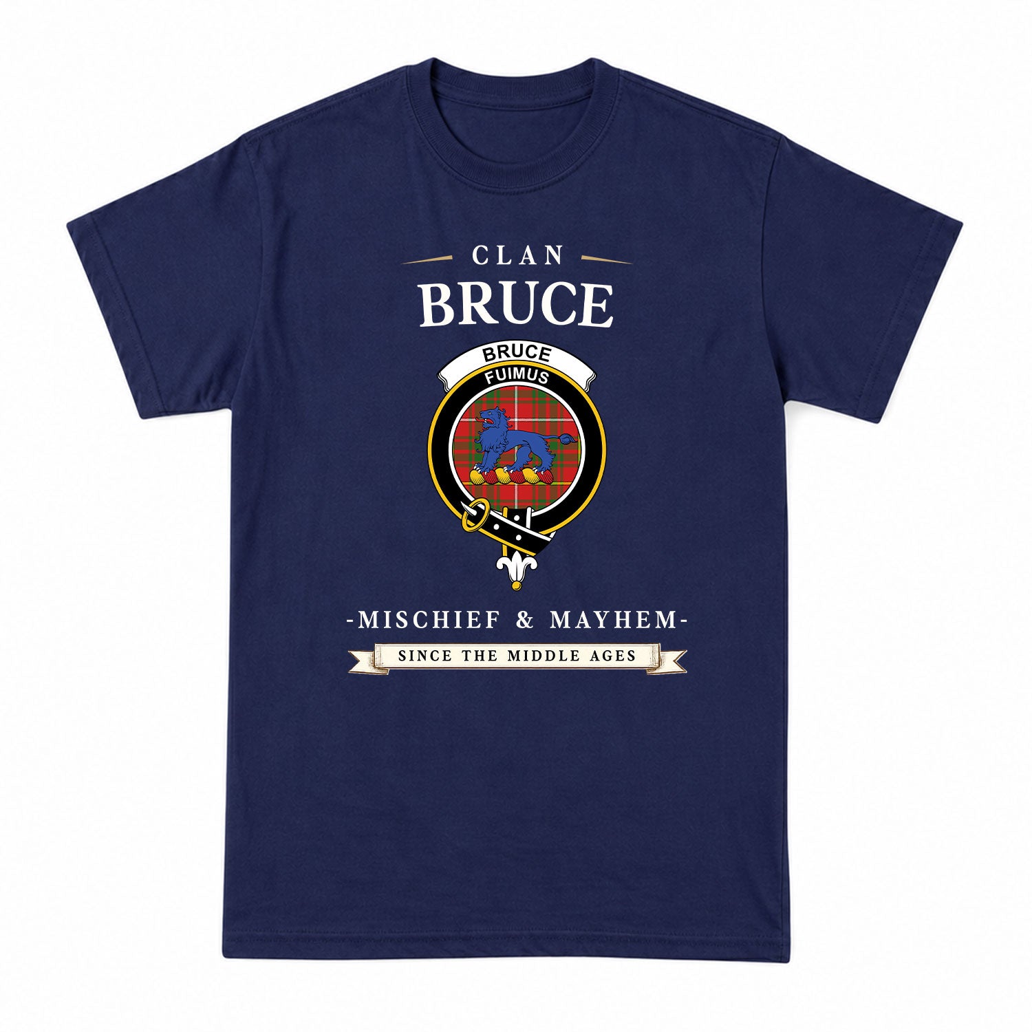 Bruce Modern Tartan Crest Mischief and Mayhem T-shirt