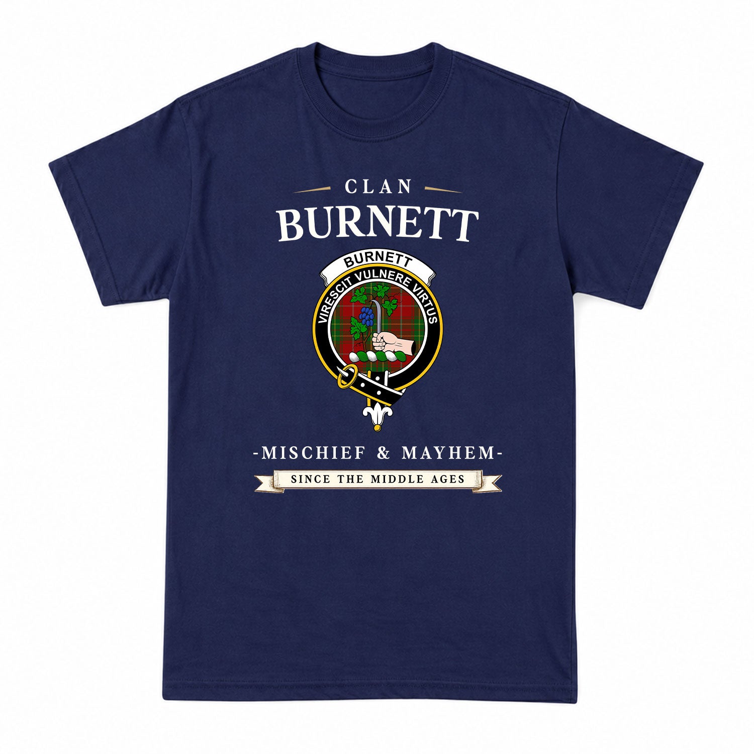 Burnett Tartan Crest Mischief and Mayhem T-shirt