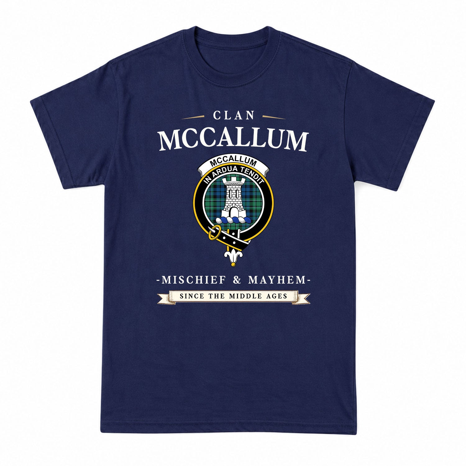 McCallum Ancient Tartan Crest Mischief and Mayhem T-shirt