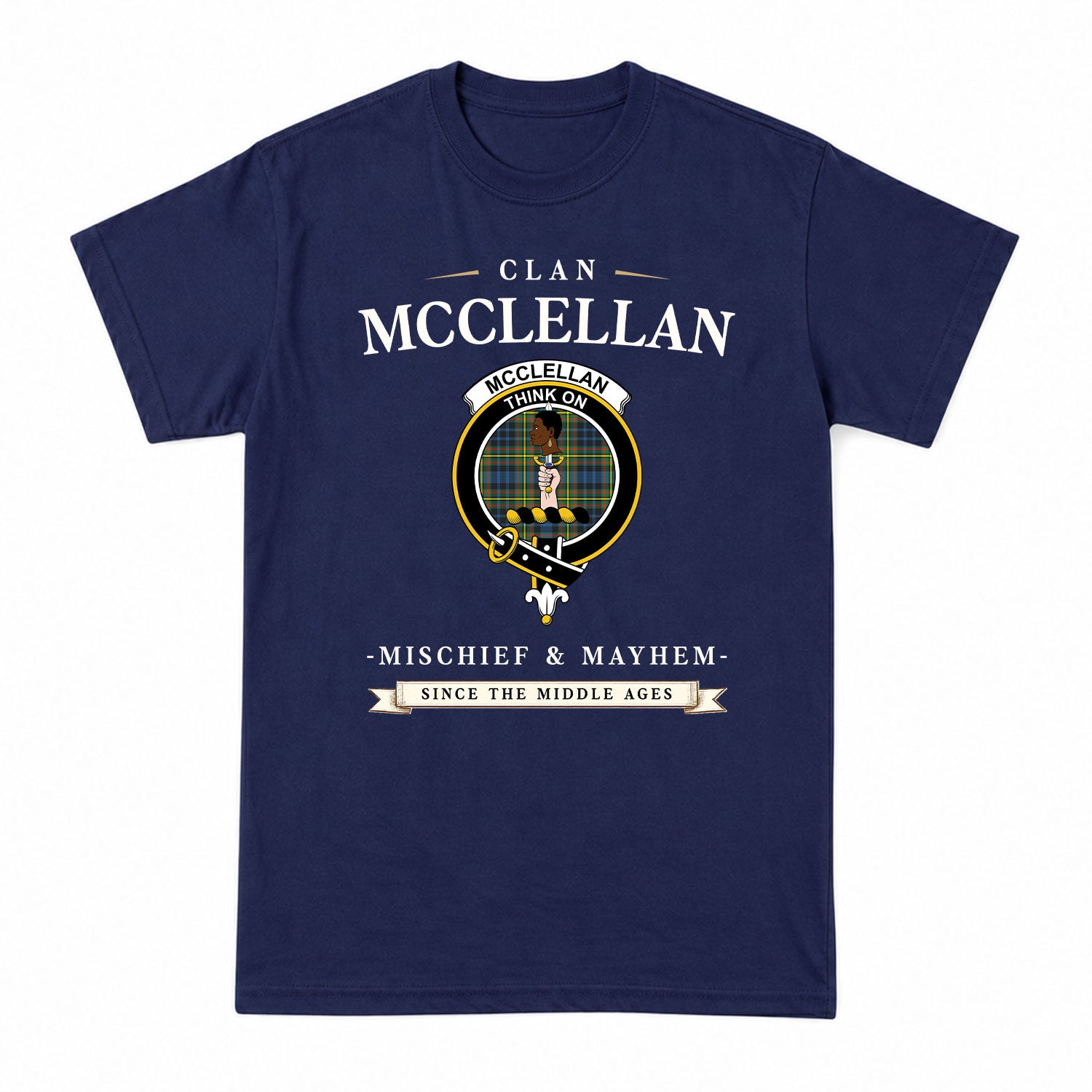 McClellan Ancient Tartan Crest Mischief and Mayhem T-shirt