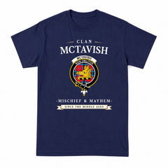 McTavish Modern Tartan Crest Mischief and Mayhem T-shirt