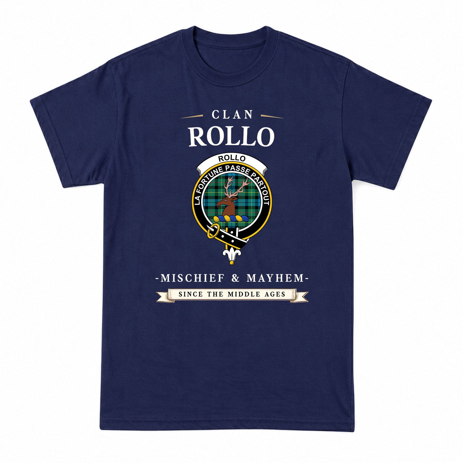 Rollo Ancient Tartan Crest Mischief and Mayhem T-shirt