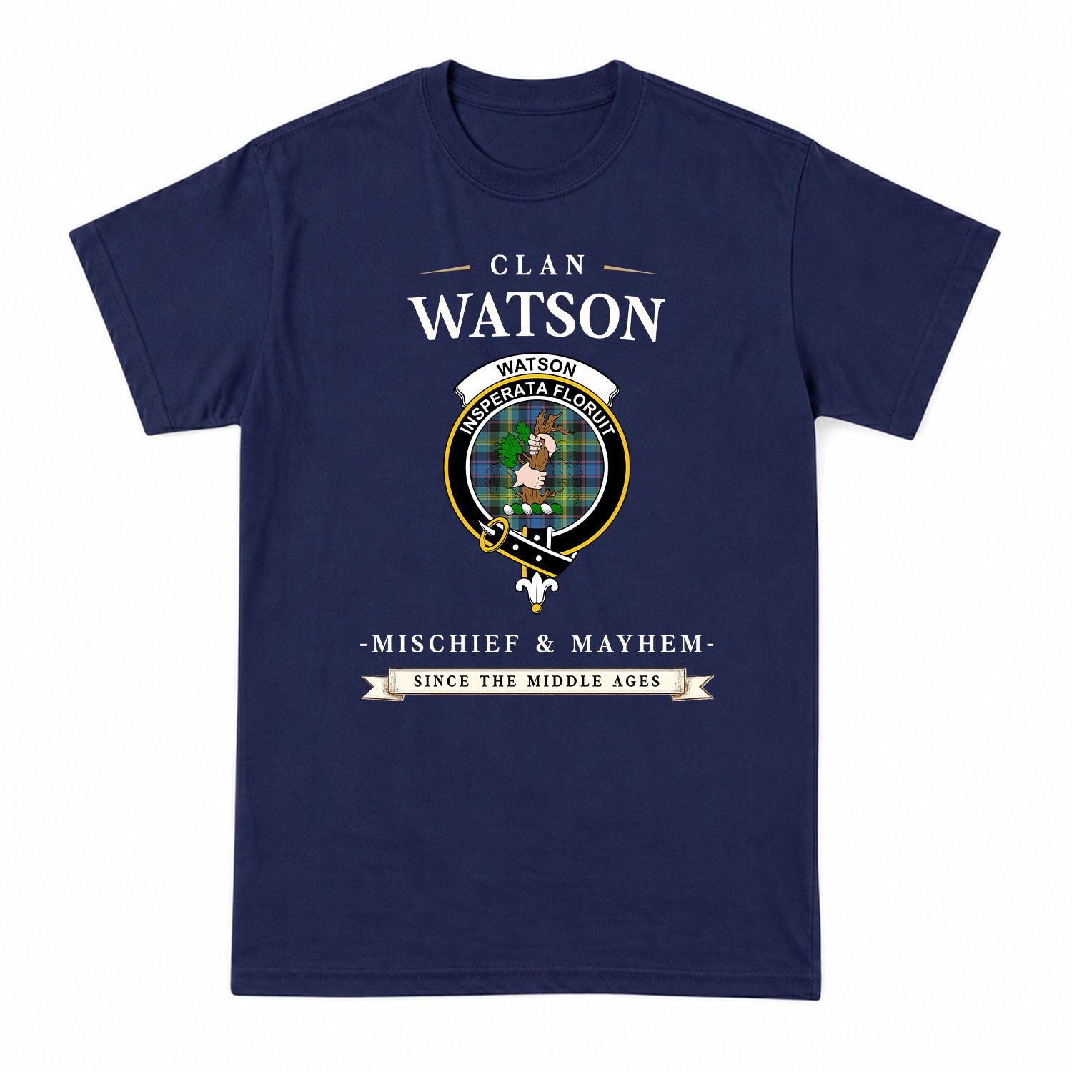 Watson Ancient Tartan Crest Mischief and Mayhem T-shirt