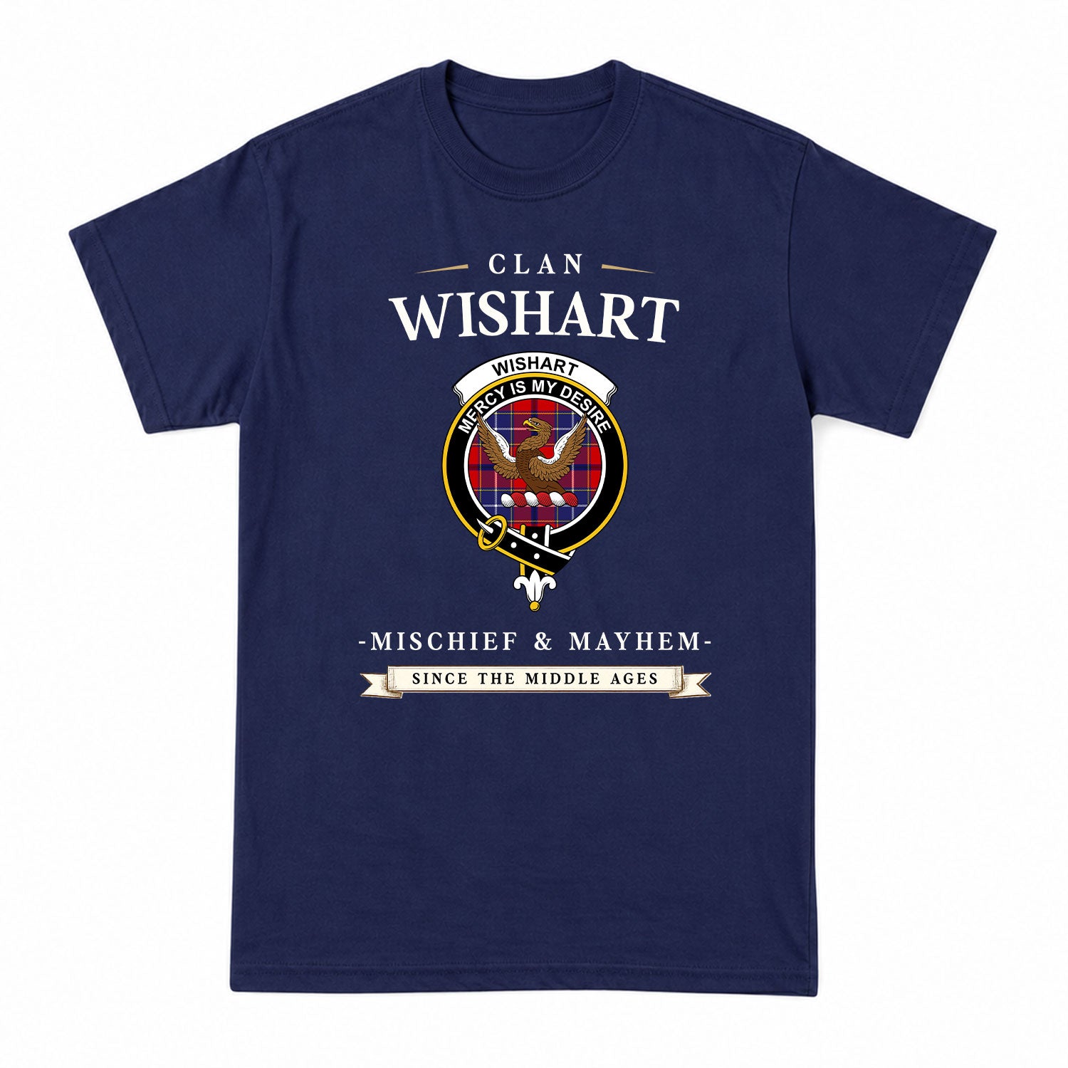 Wishart Dress Tartan Crest Mischief and Mayhem T-shirt