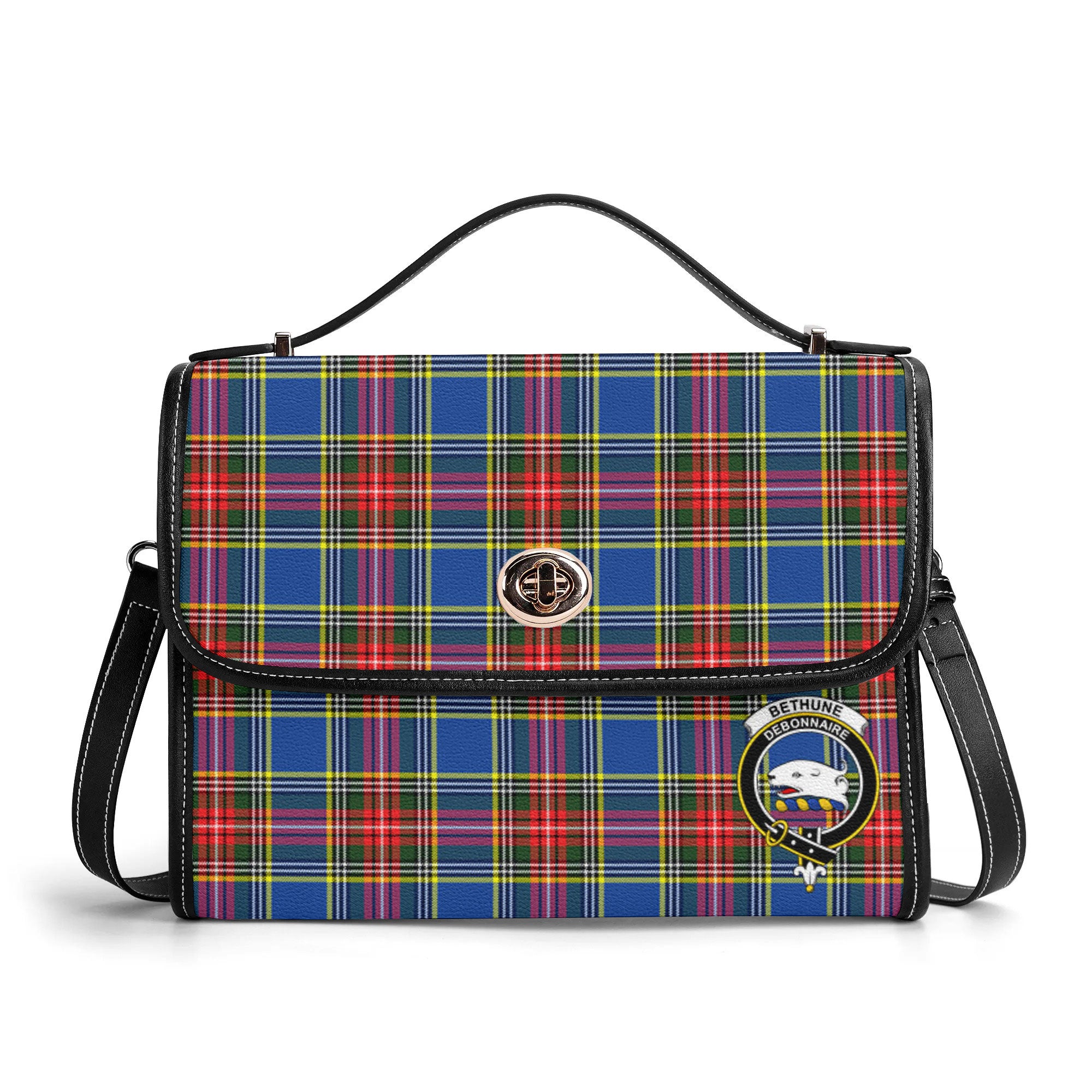 Bethune Modern Tartan Crest Satchel Bag