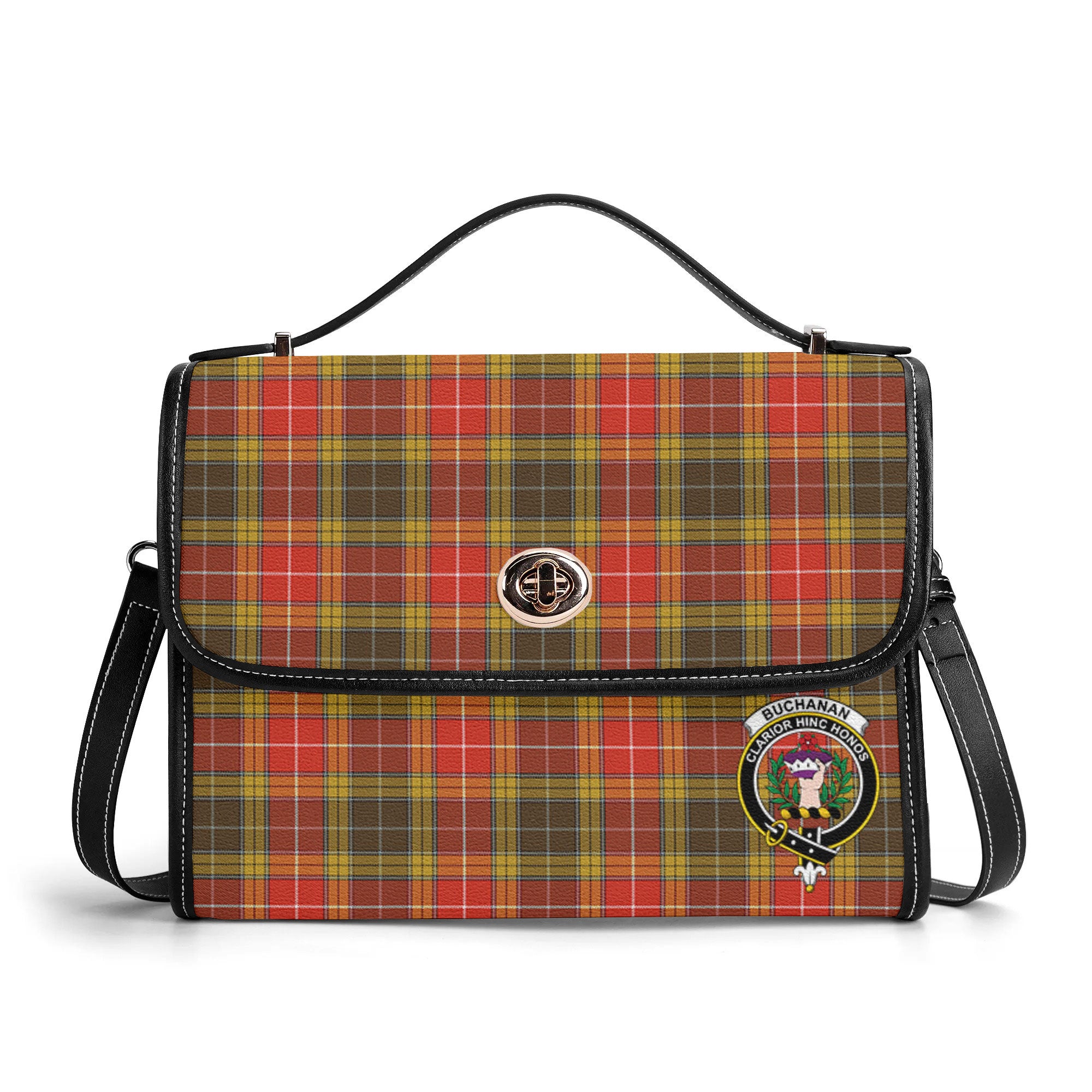 Buchanan Old Set Weathered Tartan Crest Satchel Bag