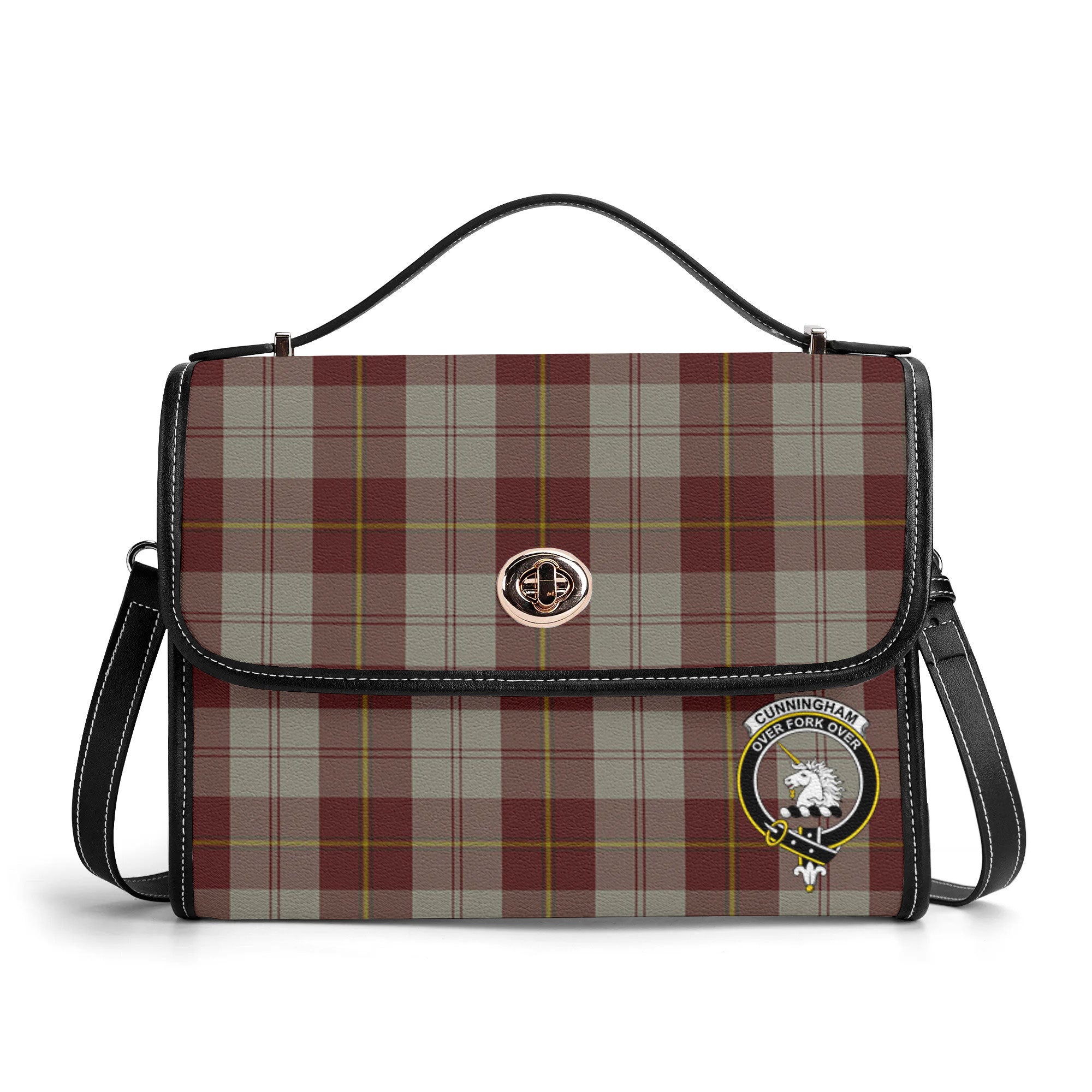 Cunningham Burgundy Dancers Tartan Crest Satchel Bag