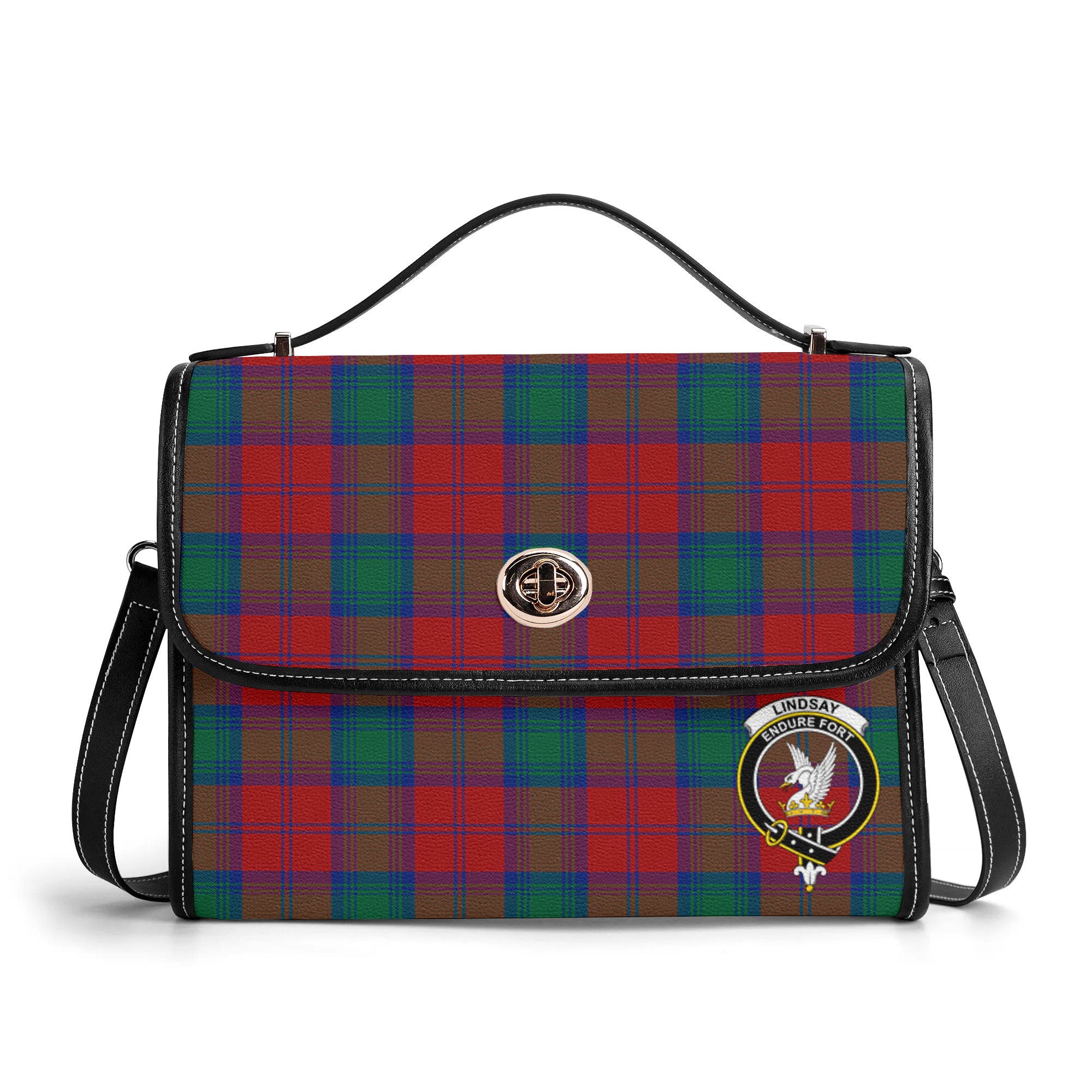 Lindsay Modern Tartan Crest Satchel Bag