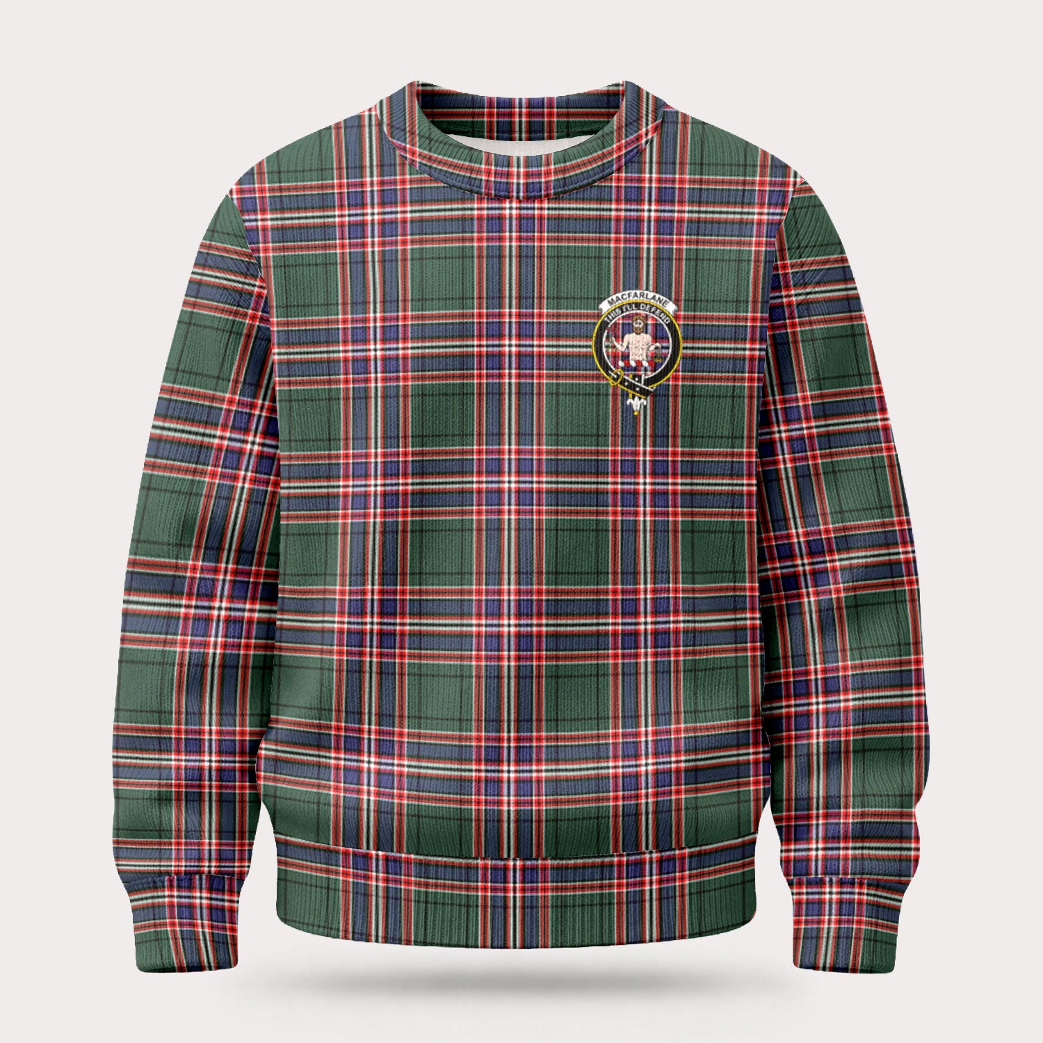 MacFarlane Hunting Modern Tartan Crest Sweater