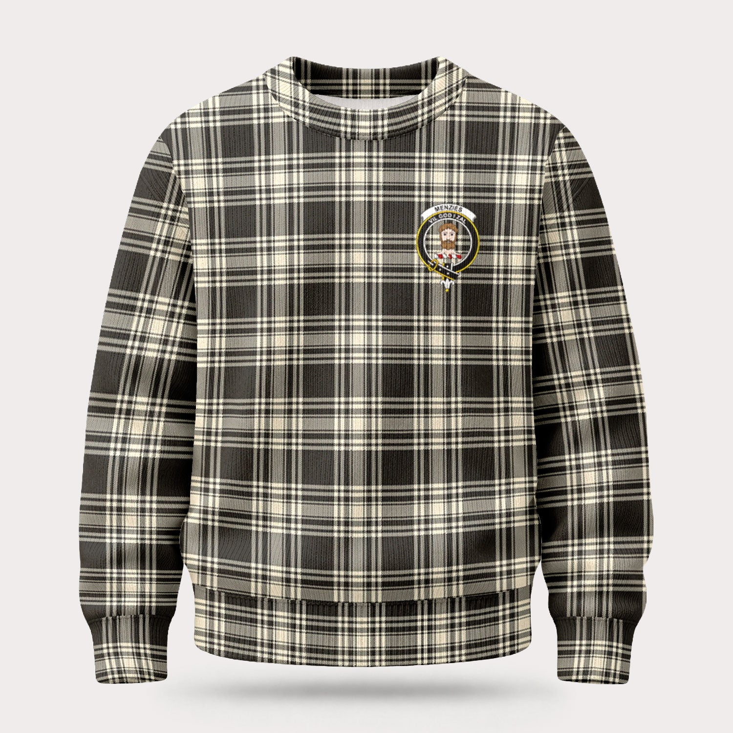 Menzies Black - White Ancient Tartan Crest Sweater